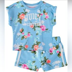Juicy Couture Blue & Pink Flower Shorts Outfit